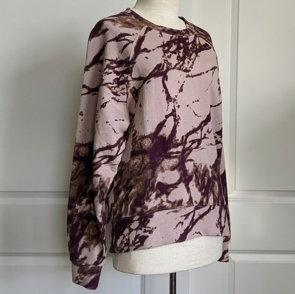 Zella Sweatshirt Pullover Crew Neck Splattered Ink Print Cotton Pink Ink S NWT - Picture 4 of 13